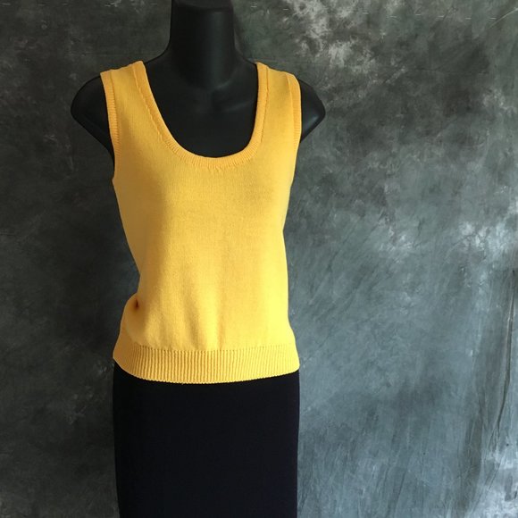 ST JOHN KNIT YELLOW TOP SIZE 8 - Picture 1 of 4